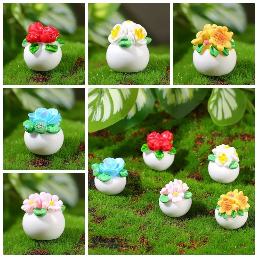 Not Easy Get Dusty 1/12 Simulation Potted Plants High Imitation Miniature Mini Plant Model Simulation Flower Resin