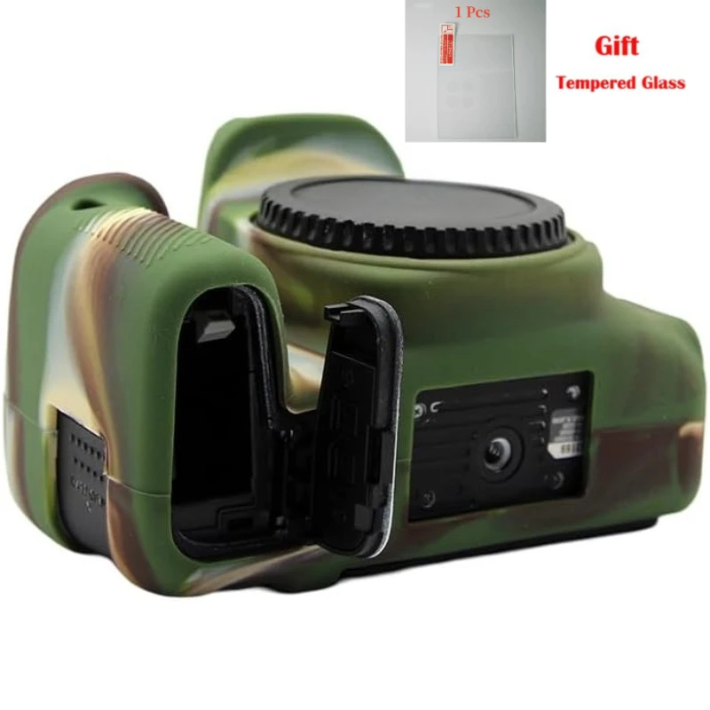 Silicone Case Skin Cover DSLR Camera Bag For Canon 77D Special protective case, Silicone Skin Cover + 1PCS Free Tempered Film
