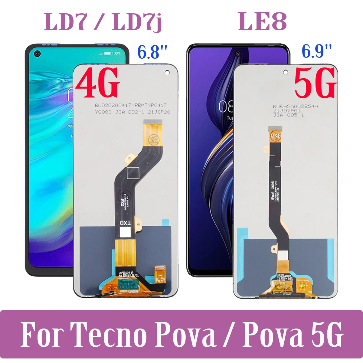 

ЖК-дисплей для Tecno Pova 5G LE8, сменный сенсорный экран, дигитайзер в сборе для Tecno Pova LD7 LD7j, ЖК-дисплей