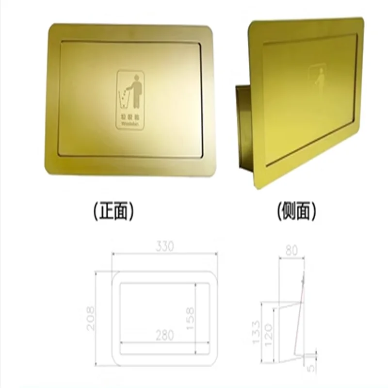 304 stainless steel side opening cover, wall mounted garbage bin cover, cabinet door, kitchen cabinet, embedded garbage cover