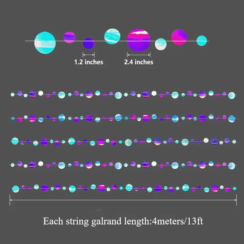 Oceaan Cirkel Paars Blauwe Slingers Holografische Bubble Hangende Bubble Achtergrond Bruiloft Baby Douche Zeemeermin Verjaardag Feestartikelen