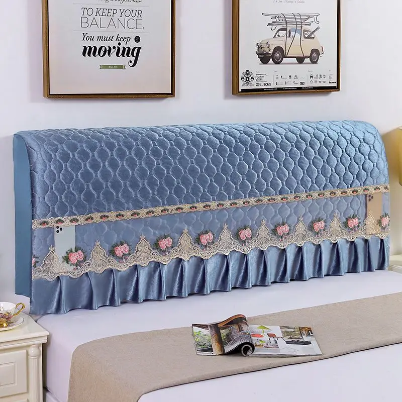 High Quality All-wrap Bed Head Cover Quilted Flannelette Home Headboard Dust Cover Chinese-style Pocket Storage Bedside Cover