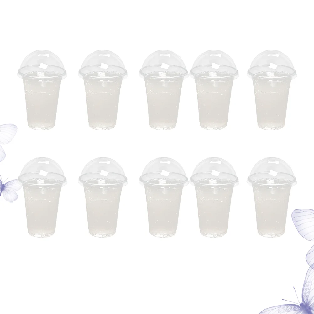 

50/100Pcs 360ml/380ml/500ml Disposable Clear Plastic Plastic Cups With Lid with a Hole Dome Lids for Tea Fruit Juice Tea