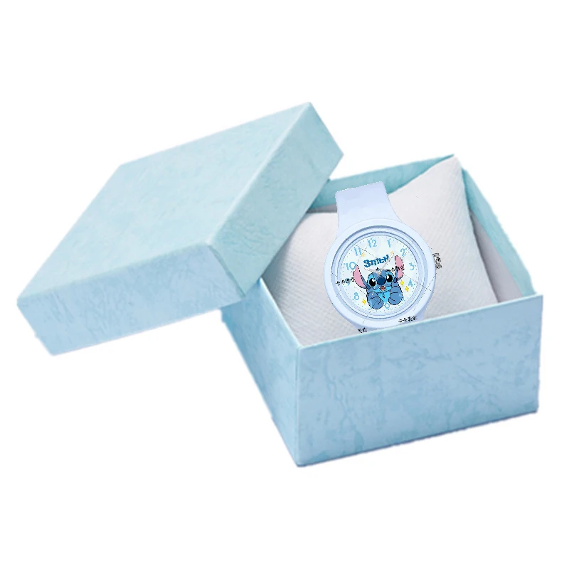 Disney Anime Stitch Orologi per bambini Orologi Kawaii Lilo & Stitch con scatola cinturino in silicone Ragazzo Ragazza Regali di compleanno per bambini