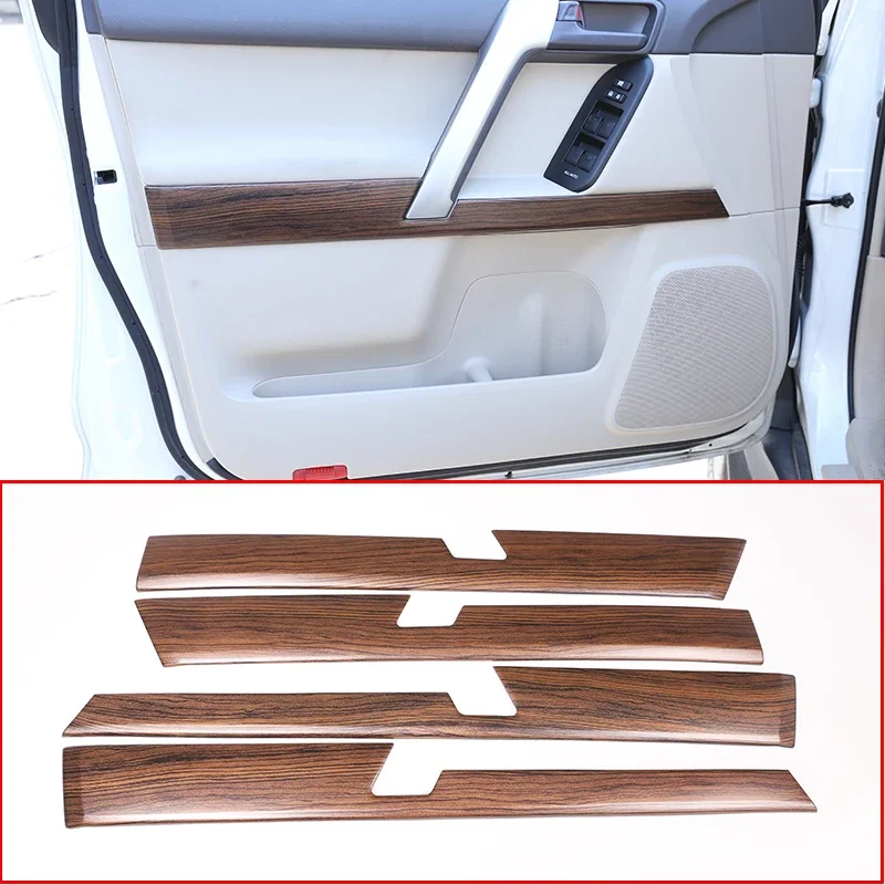 

4pcs For Toyota Land Cruiser Prado FJ150 150 2010-2018 Pine Wood Grain Car ABS Interior Door Decoration Panel Trim Accessories