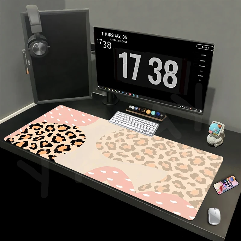 Leopard Print Design Lock Edge Mouse Mats Large Natural Rubber Mouse Pad 40x90cm Mousepads Gamer Mousepad Desk Pads Keyboard Mat