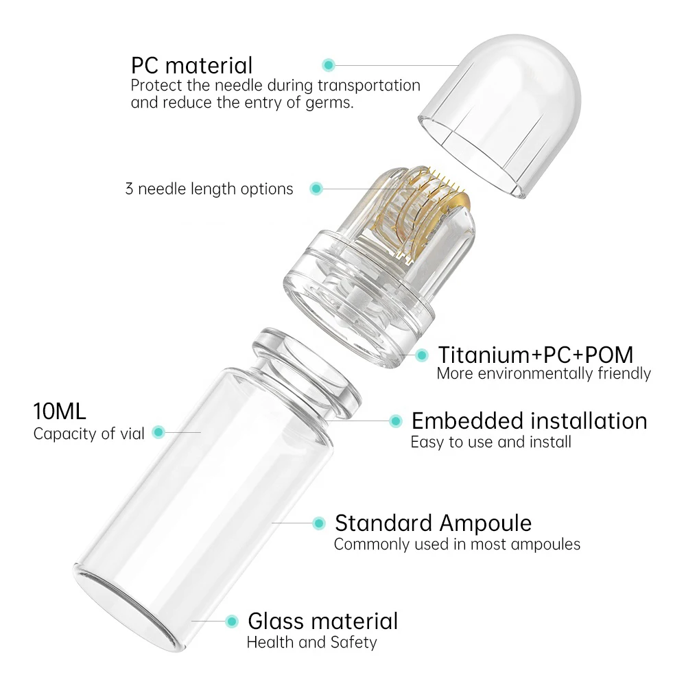 Jules Plumper-Dermarmatérielle Hydra-Roller pour personnes âgées, Soin du visage, Thérapie de la peau, Produit de liaison, Dermarmatérielle doré, Microneedle, 64 broches