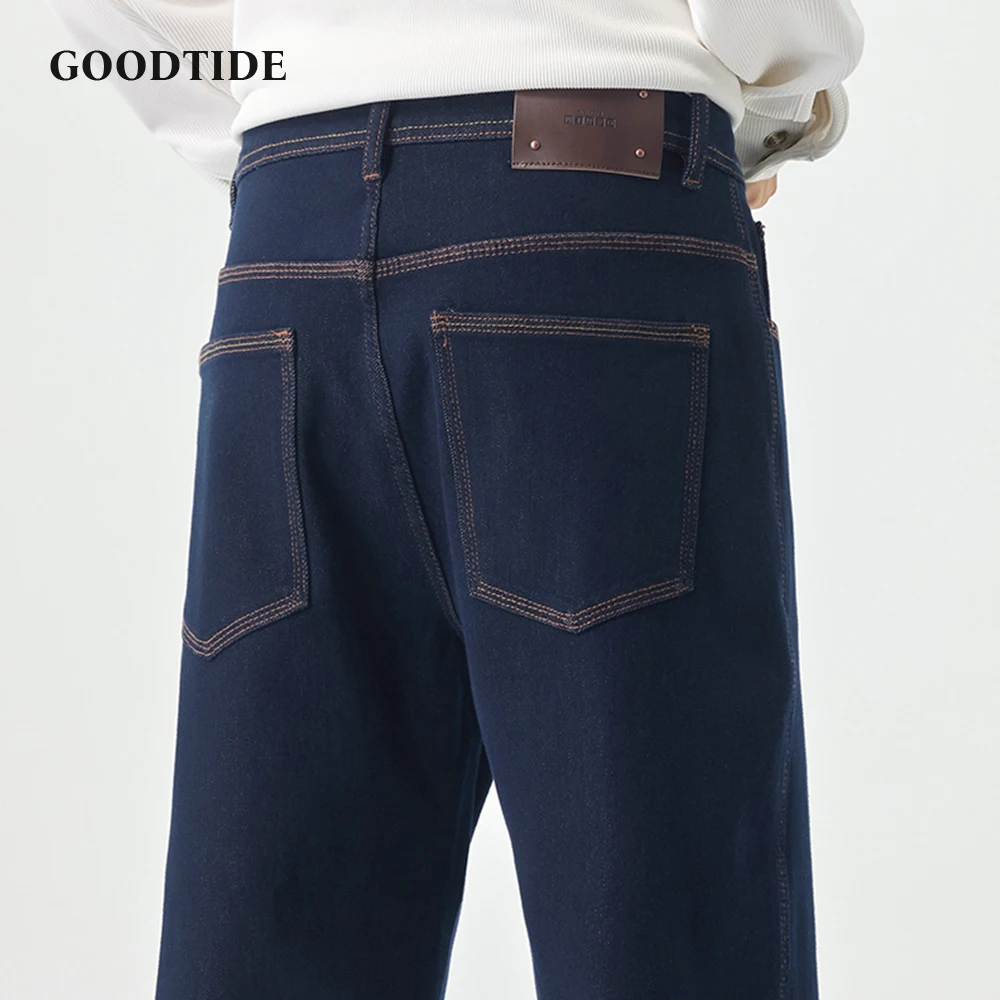 Men's Wide Leg Jeans Loose Fit Denim Pants Contrast Stitching Casual Streetwear Trousers Comfortable Men Fashion Classic Design