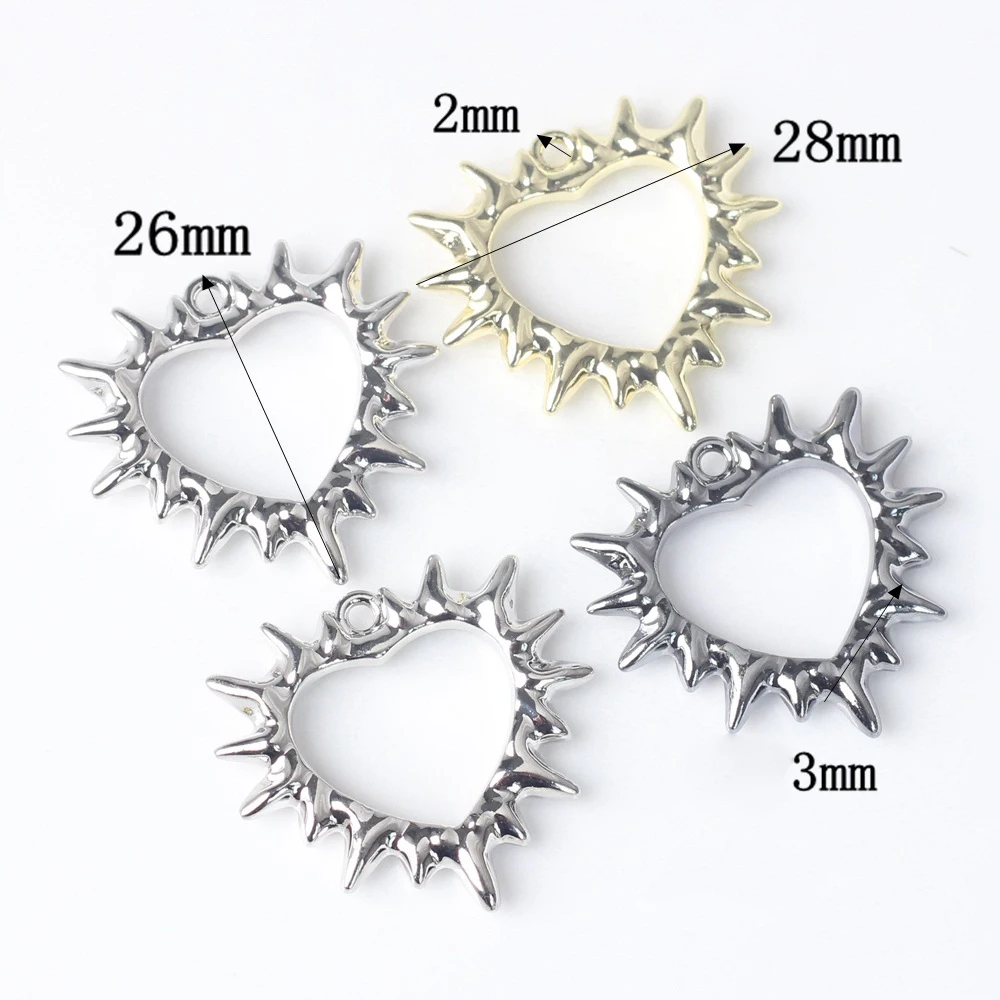 10Pcs/pack Simple Alloy Thorn Heart Pendant DIY Bracelets Necklaces Jewelry Accessories