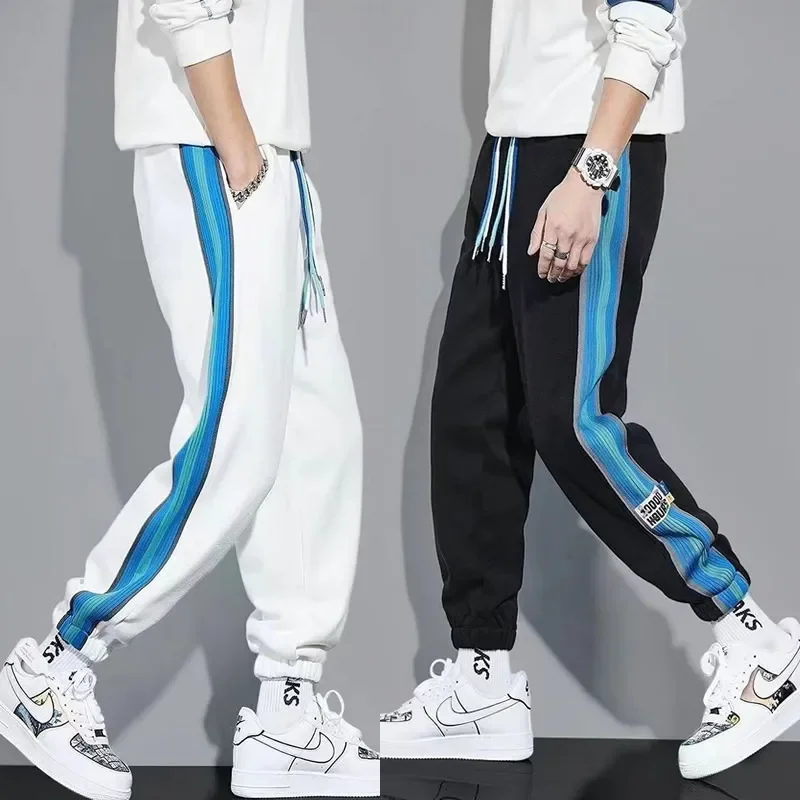 NEW Classic Streetwear Hip Hop Joggers Men Letter Ribbons Cargo Pants Pockets Track Tactical Casual Male Trousers Sweatpant K137