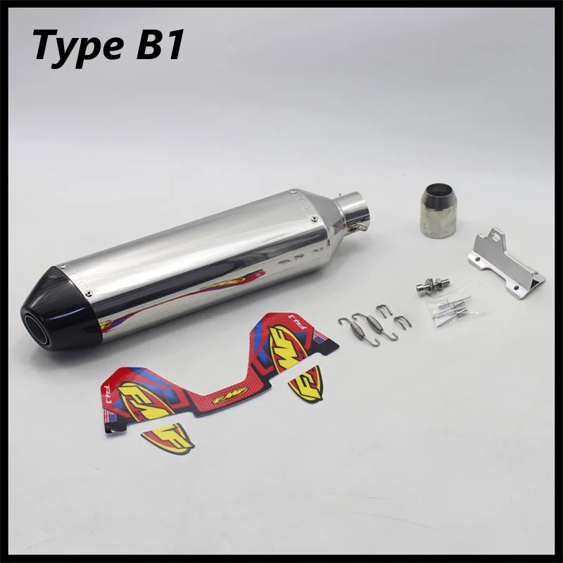 Länge 470mm Einlass 51mm Motorrad-Auspuffrohr FMF 4T Schalldämpfer mit Halterung Universal Motorrad Motocross Roller Auspuff Moto