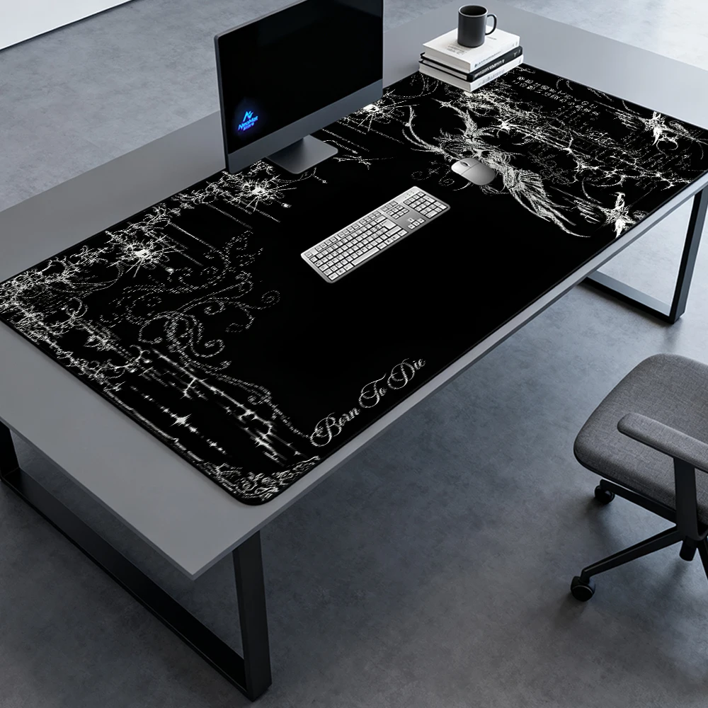 Gothic Mouse Pad Gaming Mousepad 180x60 Black White Ornate Fantasy Desk Mat 160x60 XXXL Elegant Line Art Accessories
