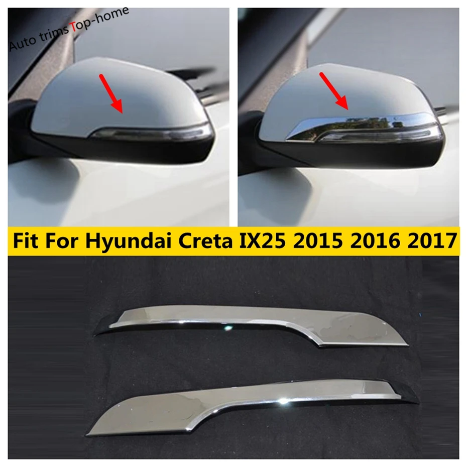 

Door Rearview Mirror Protection Cover Decoration Trim 2 Pcs Fit For Hyundai Creta IX25 2015 2017 Car Chrome Exterior Accessories