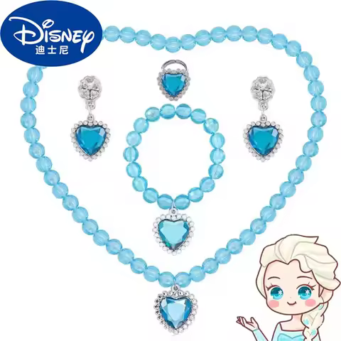 Disney Elsa Snow White Princess Accessory for Cosplay Party Dress Up Bowknot Gloves Crown Wand Neacklace Bracelet Frozen Set
