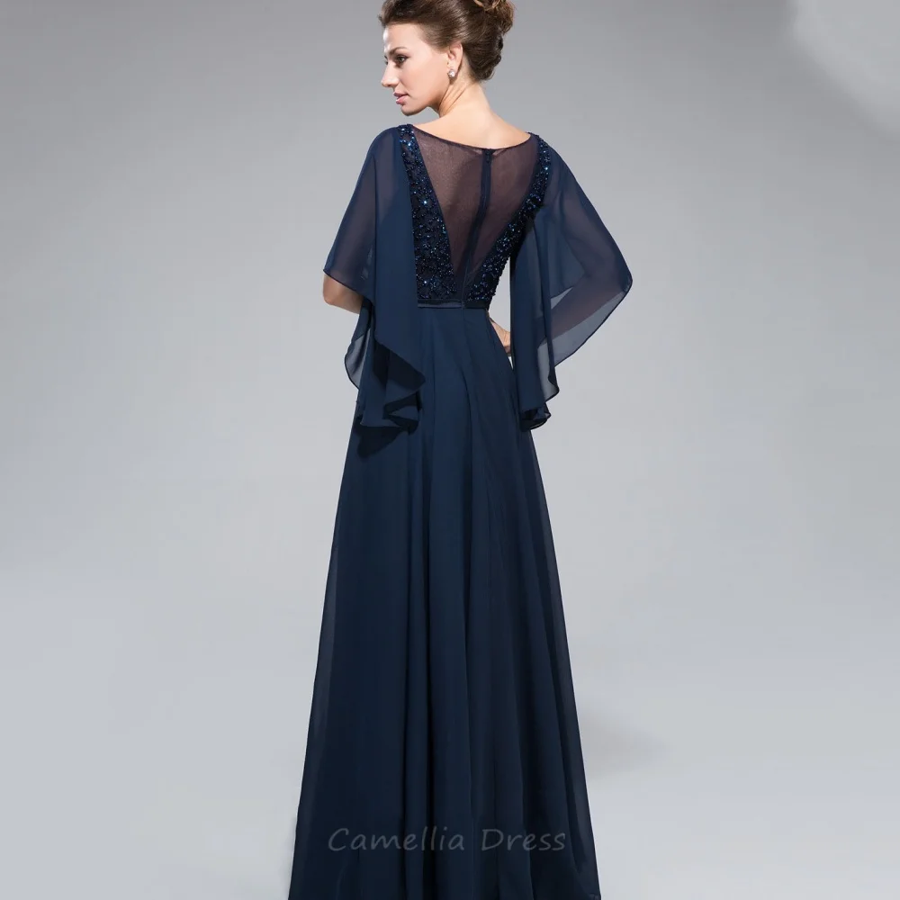 Maßgeschneidertes Kleid für die Brautmutter, A-Linie, mit Perlen verziert, Hochzeitsgastkleid, Kristall-Flare-Ärmel, Vintage-Abendrobe für die Brautmutter