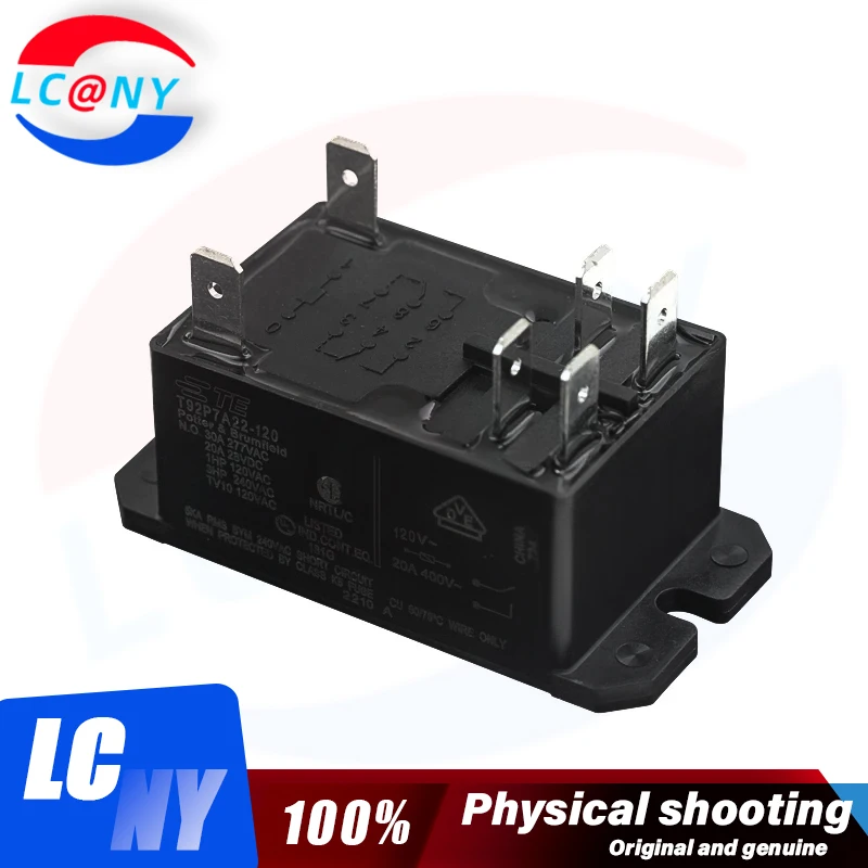 1PCS TE Power Relay T92P7A22-120 T92P7A22-240 12VDC 24VDC 30A 277VAC 6PIN General Purpose Relay DPST-NO (2 Form A) 12VDC