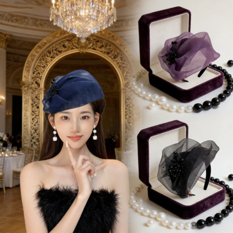 

HUAHUAPosh Half Hat Style Headband French Vintage Nod for Women Girls Dinner Party Hair Accessory.HUAHUA