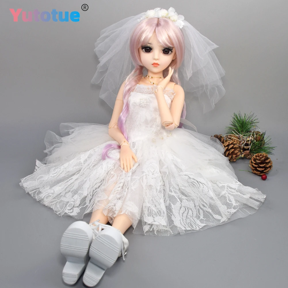 YUTOTUE 1/3 BJD Pop Speelgoed Meisjes Gift 24 inch Vrouwelijke Pop met Kleding Schoenen Gradiënt Pruiken Volledige Set