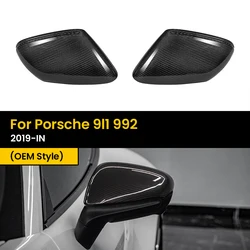 Real Dry Carbon Fiber Rearview Exterior Side Mirror Cover Caps For Porsche 911 992 2019-IN OEM Style