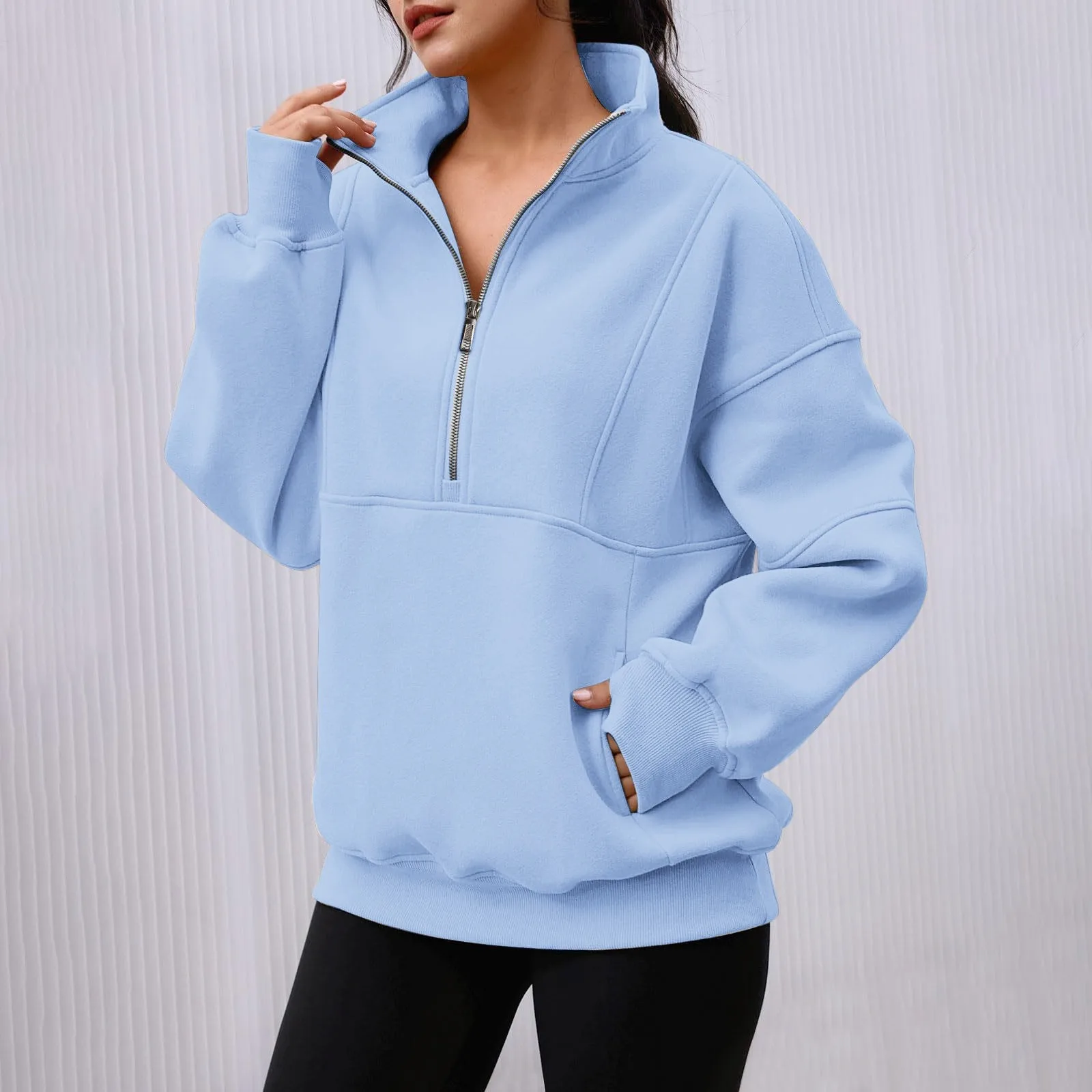 

Women's V Neck Long Sleeve Solid Casual Loose Sweatshirt Top Cute And Fashionable Pullover Womens Small Sweatshirt Hoodie