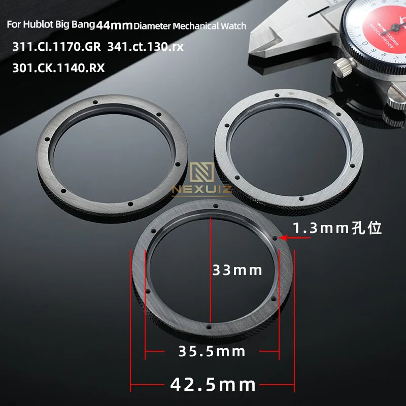 For Hublot Big Bang series watches, ceramic ring mouth, black frosted sandblasted ring, outer ring accessories 42.5X33X35.5mm
