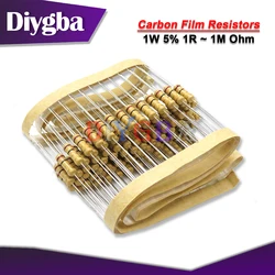 20PCS 1W 5% 0R~4.7M Carbon Film Resistors 100R 220R 1K 1.5K 2.2K 4.7K 10K 22K 47K 100K 100 220 1K5 2K2 4K7 Ohm Resistance