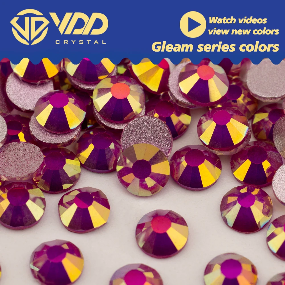 VDD 489 Gleam-Magenta SS4-SS30 High Quality Glass Rhinestones Crystal Flatback Strass Bright Stones For DIY Nail Art Accessories