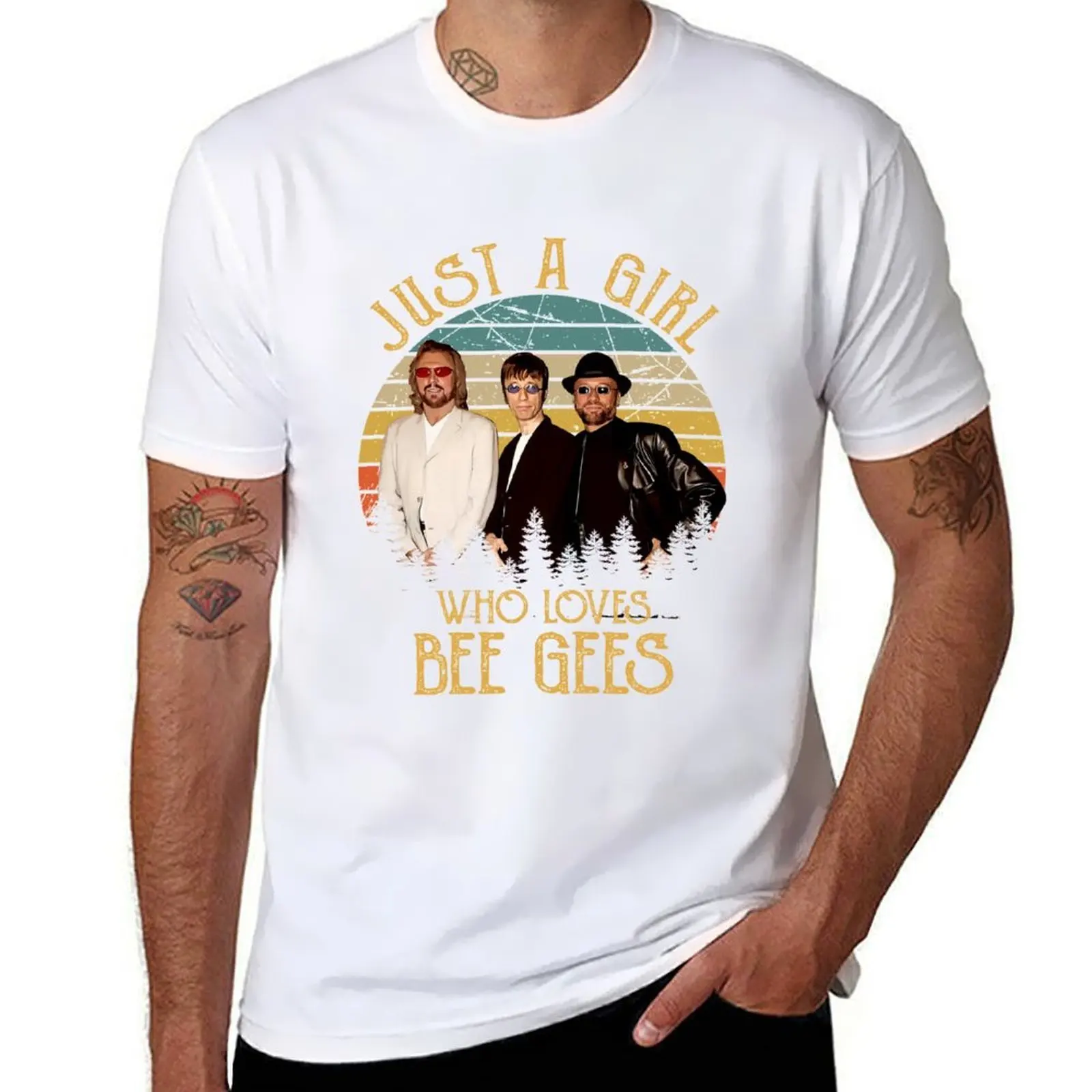 

Vintage Just A Girl Who Loves Bee Gees T-Shirt man t shirt luxury t shirts for man pack cotton T-Shirt