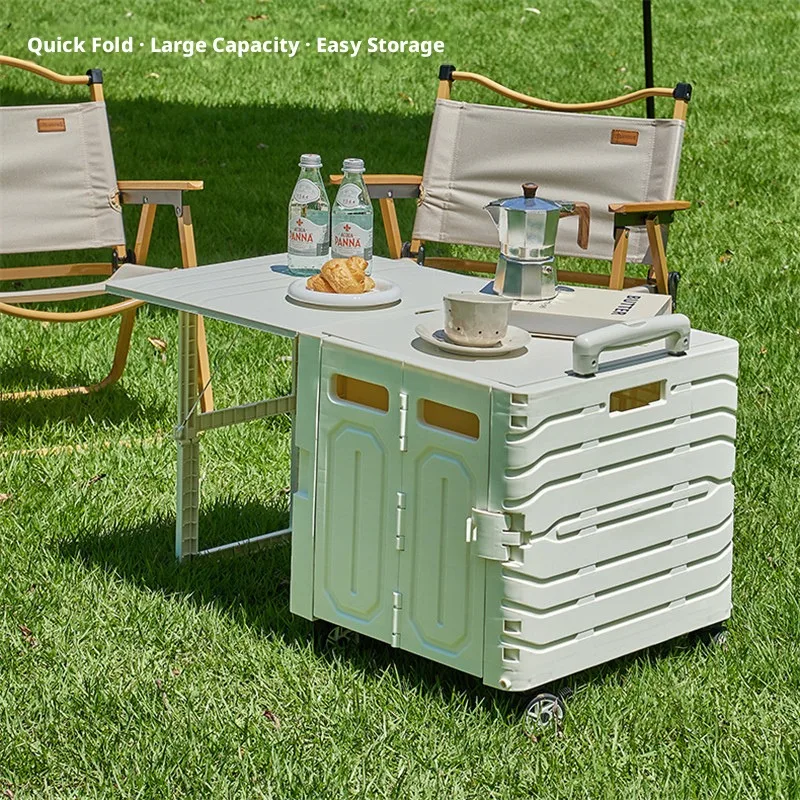 

New Model Upgraded Extendable Table Top Outdoor Folding Plastic Shopping Cart Portable Vehicle Storage Pull Cart