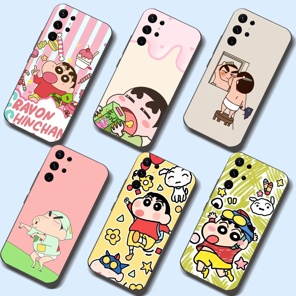 Cute C-crayon S-shin-chan-csc Phone Case For Samsung Galaxy A52 A12 A51 S21 Edge S22ULTRA S23 S20LITE Plus Ultra Black Cover