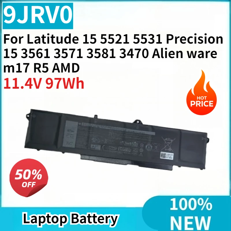 Nueva batería de ordenador portátil 9JRV0 11,4 V 97Wh para Latitude 15 5521 5531 Precision 15 3561 3571 3581 3470 Alien ware m17 R5 AMD
