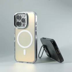 Invisible Lens Kickstand for Magsafe Phone Case For iPhone 16 17pro max 17 15 13 14 Wireless Charging Laser Hard PC Armor Cover