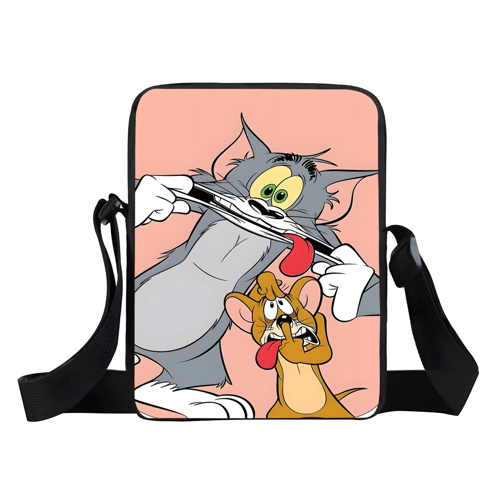 

Boy Girls Cartoon Movie T-Tom and J-Jerrys Printed Shoulder Messenger Bag Child Casual Handbag Men Women Phone Bag Shopping Bag