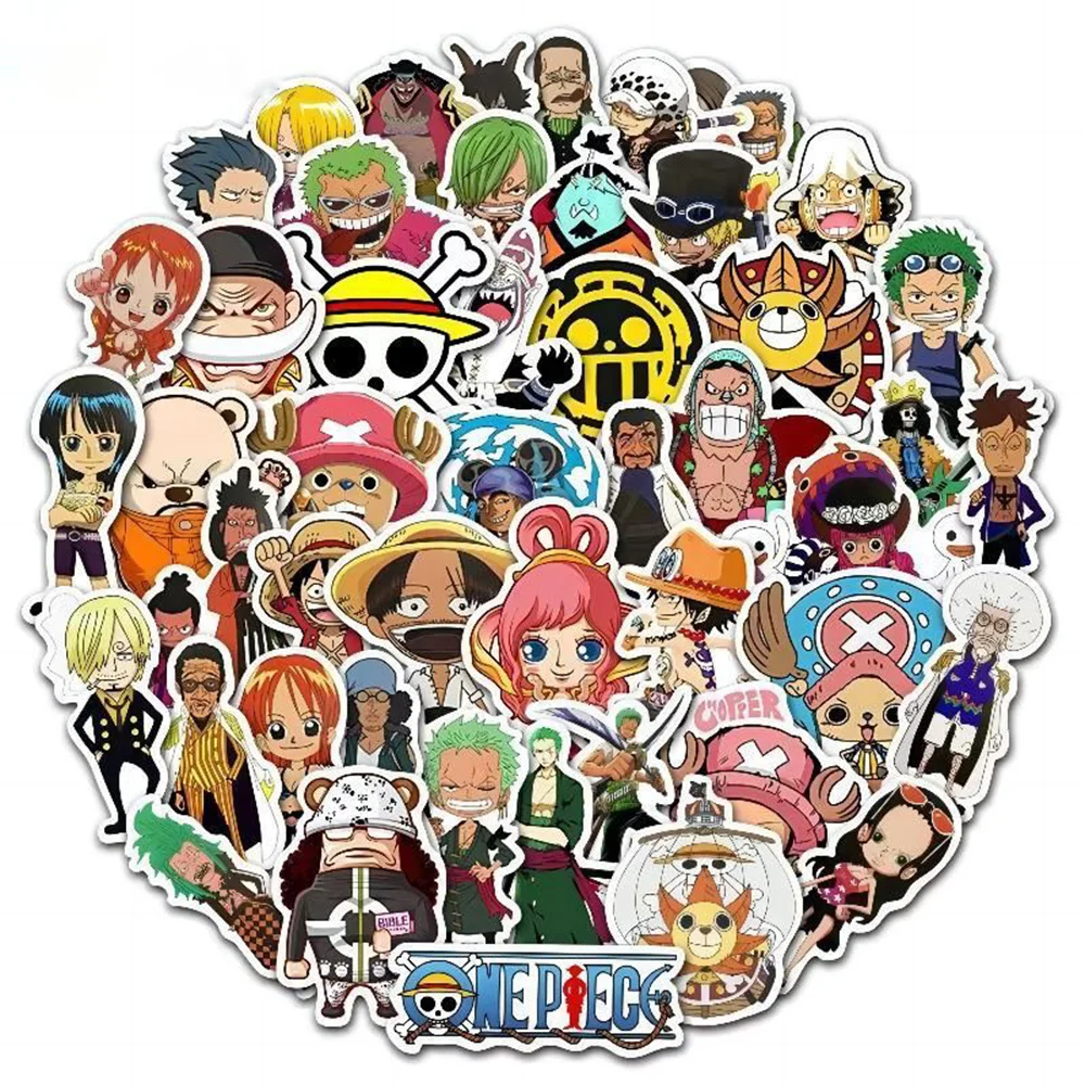 10/30/100 buah stiker Anime Jepang satu bagian stiker kartun keren Luffy Zoro stiker mainan DIY koper ponsel stiker tahan air untuk anak-anak