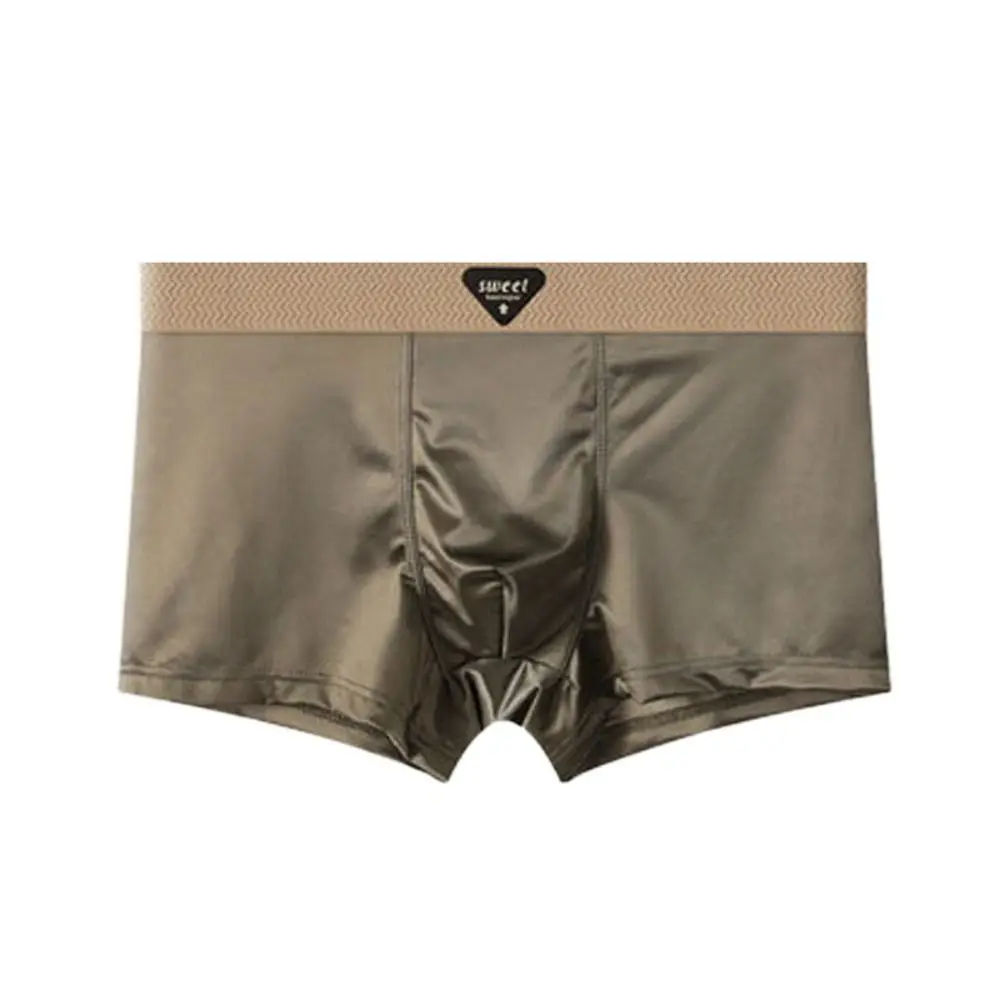 4 Uds. Calzoncillos Boxer finos de seda satinada, calzoncillos sin costuras, Boxers de seda helada, lencería de cintura media, ropa interior para hombres, regalos