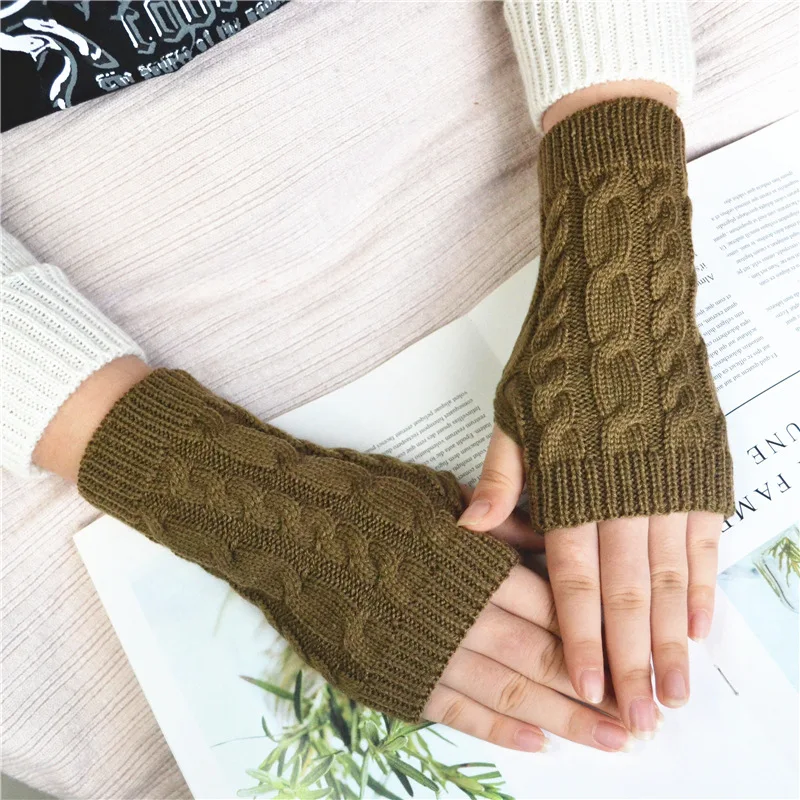 NEW Women Hand Warmer Winter Gloves Fashion Knitting Faux Wool Mitten Warm Fingerless Glove Gants Femme women gloves