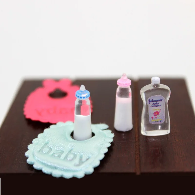 DOLLHOUSE Miniature Food Toy Scene Model Dollhouse with Mini Baby Bottle Napkin Set