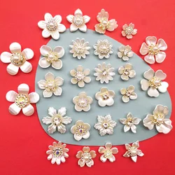 10Pcs Imitation Rhinestone Pearl Flowers Flatback Resin Sweet Earring Hair Clip Charms Patch Girl Craft DIY Decorative Supplies