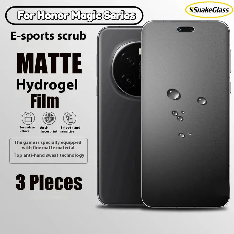3 Stück Vollkleber-Matte Hydrogel-Folie für Huawei Honor Magic 8 7 6 5 Pro Magic 8 7 5 4 Lite Anti-Fingerabdruck Displayschutzfolie