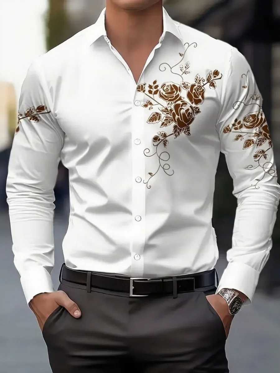 Men's Luxurious long-sleeved shirt, Casual And fashionable, 3D Digital print, high-quality men's clothing, Extra Large