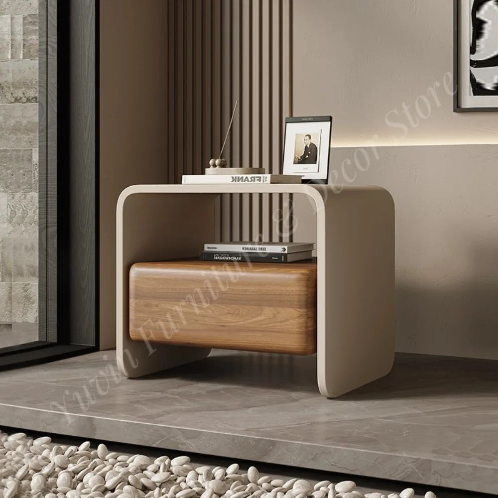 Nordic Design Solid Wood Multi-functional Nightstand with Strong Load-Bearing Capacity for Bedroom