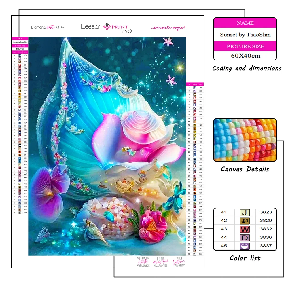 Seaside Landscape 5D Diy Diamond Painting Fantasy Shell Pearl Full Diamond Mosaic Embroidery Cross Stitch Kits Home Decorations