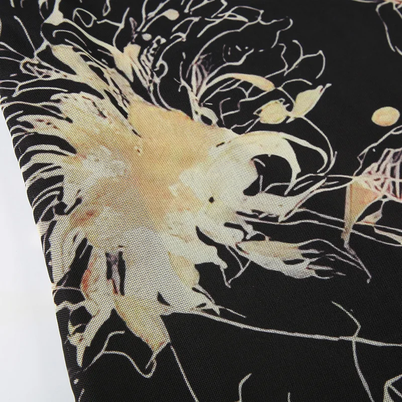 موري الأزهار طباعة نصف الجسم تنورة المتخصصة الشارع Ins نمط المرأة ألف خط تنورة هوتي رقيقة منخفضة الخصر التفاف الورك تنورة طويلة