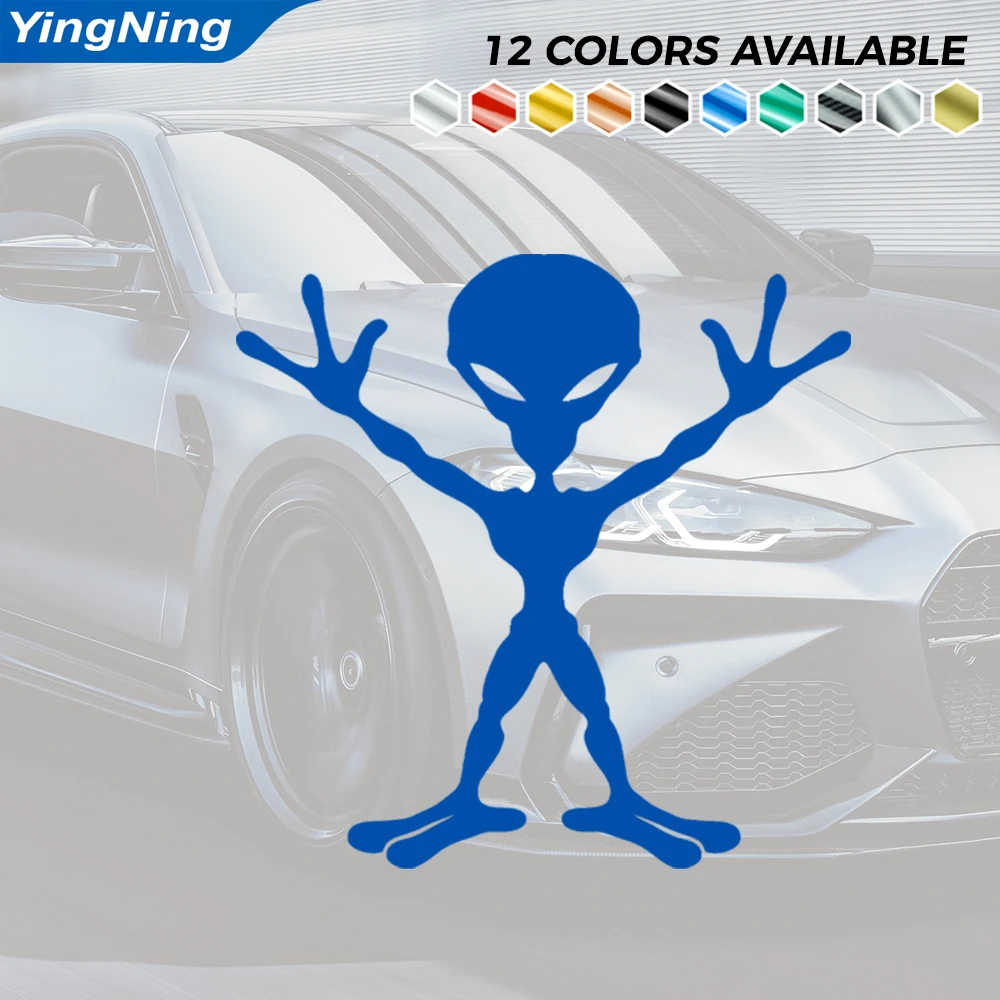 Reflective Alien Car Decal Full Body Extraterrestrial Silhouette Vinyl Sticker Window Bumper Self Adhesive Sci Fi Vehicle Decor