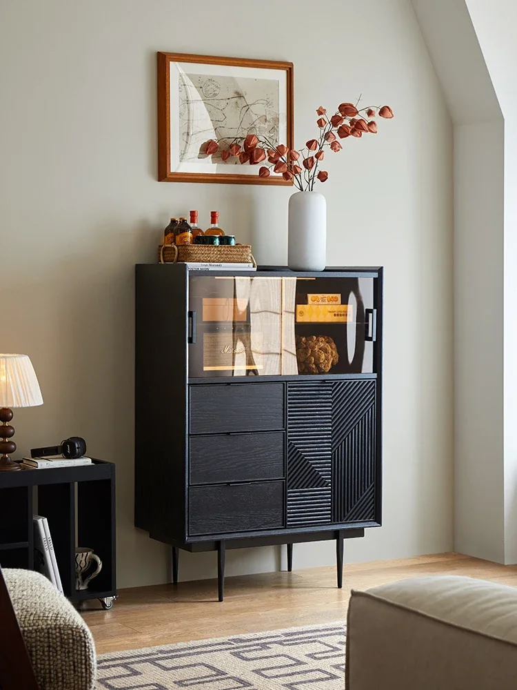 

Nordic solid wood locker against the wall side cabinet, high-end multi-functional storage cabinet, modern simple corner cabinet,