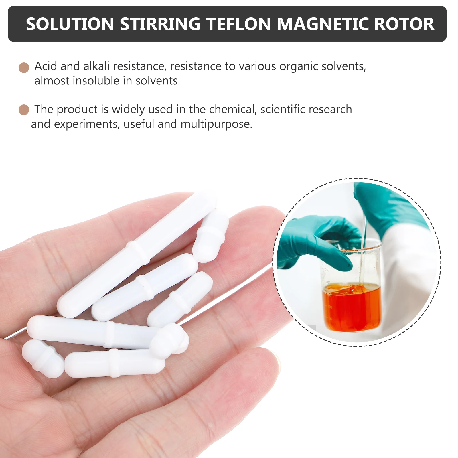 

8 Pcs Stirring Rotor Magnet Bars B-type Laboratory Stirrer Accessories Magnetic Mixer Rod Cylindrical