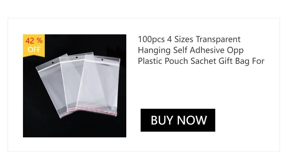 200pcs 5 Sizes Transparent Self Adhesive Sealed Opp Plastic Pouch Sachet Gift Bag For Jewelry Wedding Party Beads Packing Supply