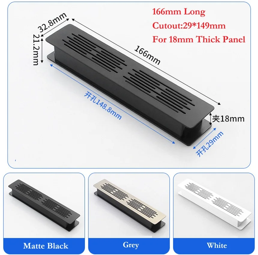 2Pcs Aluminum Rectangular Cabinet Air Vent Grille Cover With Plastic Back Trim