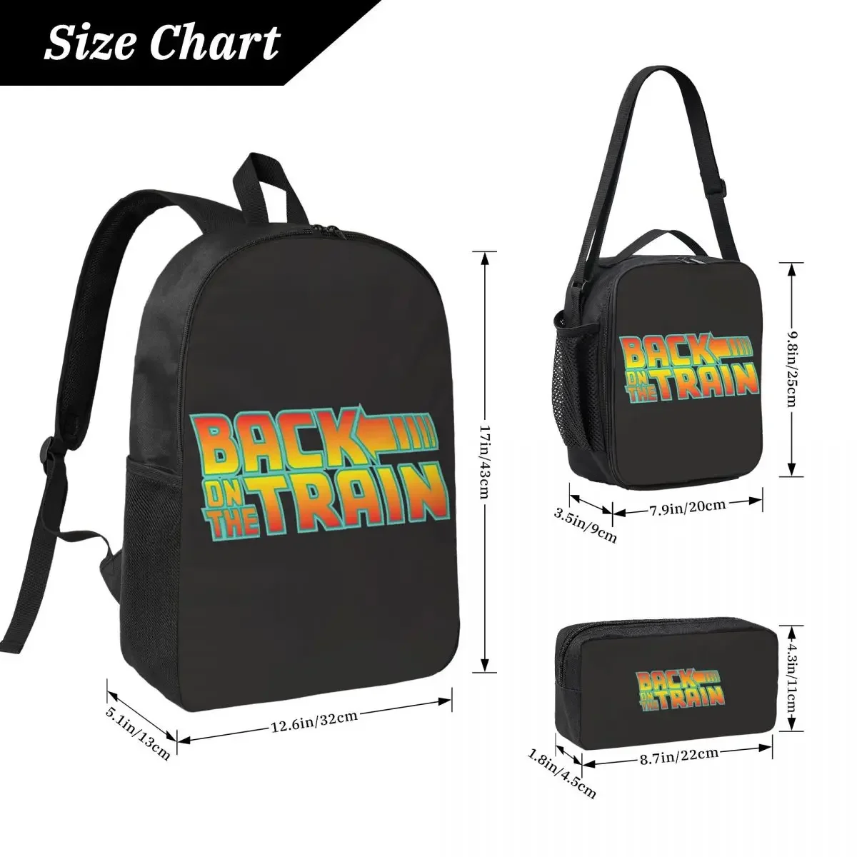 Retro Back To The Future Backpack Student Boys Girls BookBag School Bag Laptop Shoulder Bags 3ps Insulated Lunch Bag Pencil Case