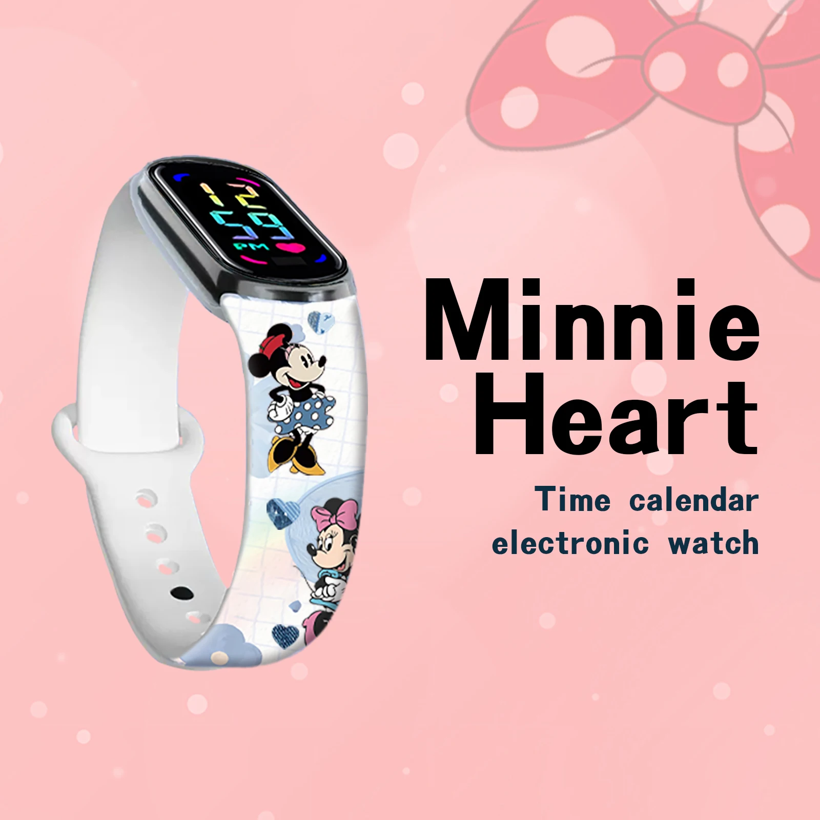 Tali Jam Kartun Disney Minnie Mouse untuk Xiaomi Mi Band 10/9/8, Gelang Pengganti Tali Silikon Cetak Lucu Hadiah untuk Wanita